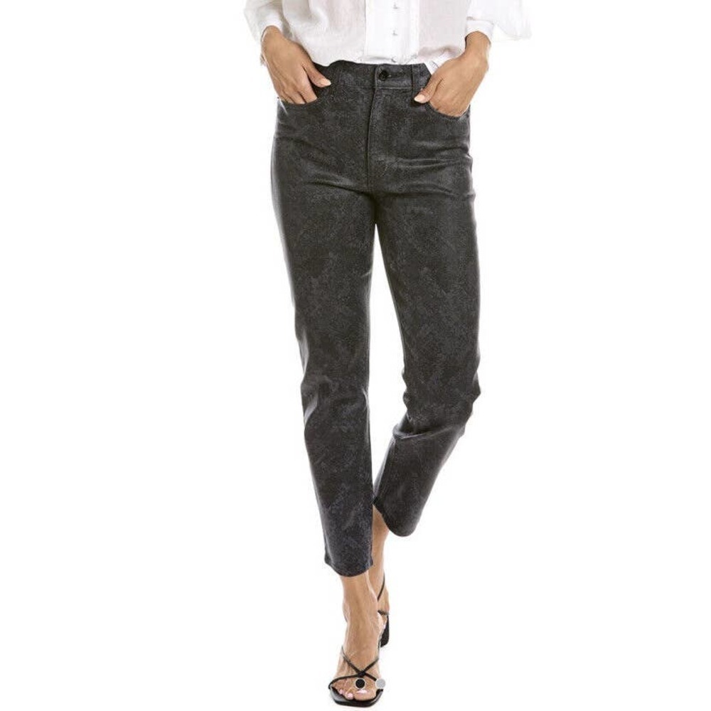 Rag & Bone Nina High Rise Cigarette Jeans Black Snake Foil Print Size 28 NWT